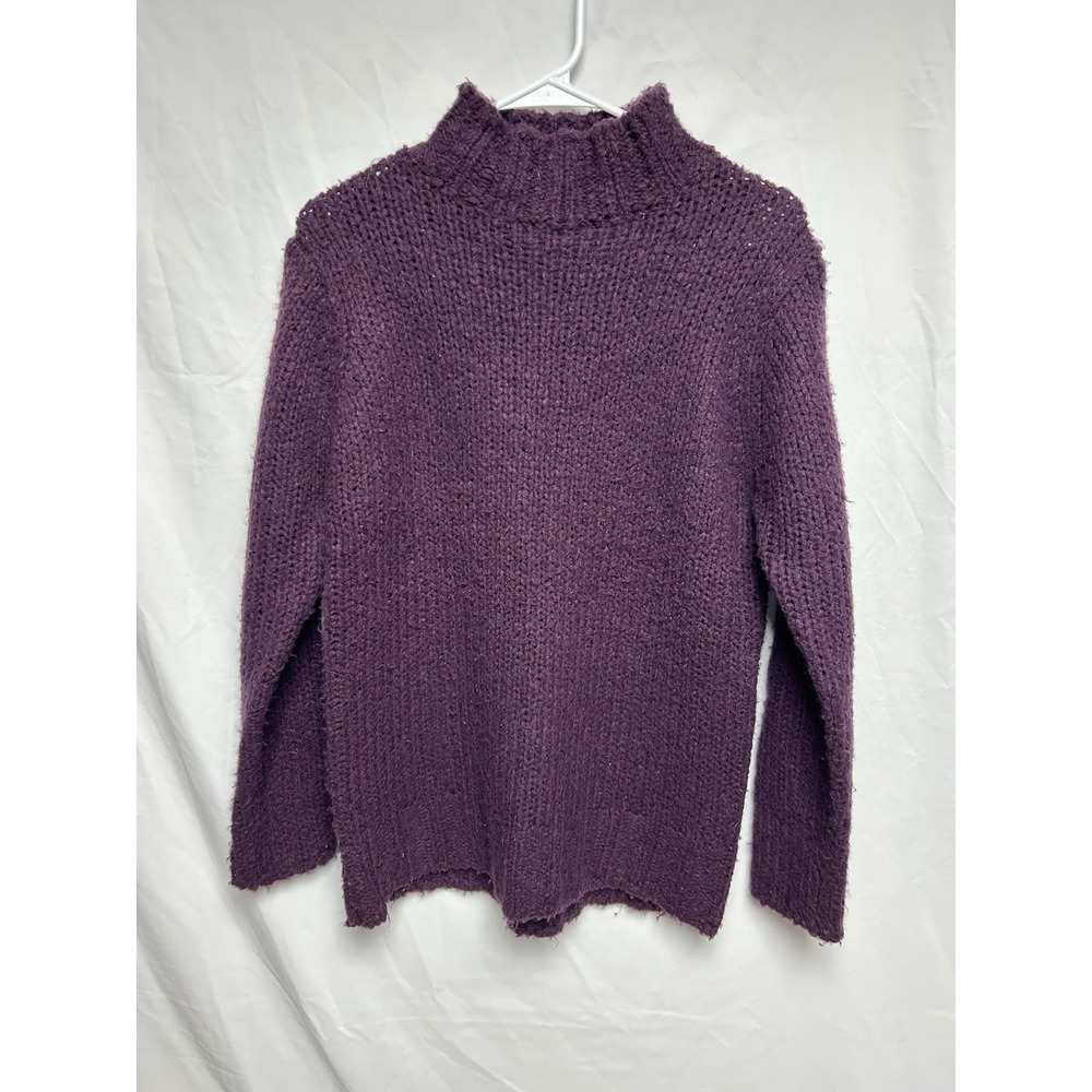 St. John's Bay VTG Cottagecore Knit Mock Neck Plum Purple Sweater Wool Womens M